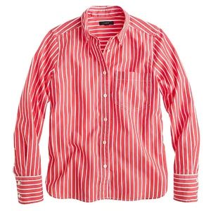 J Crew Red Vertical Striped Shirt Size 4P NEW $80